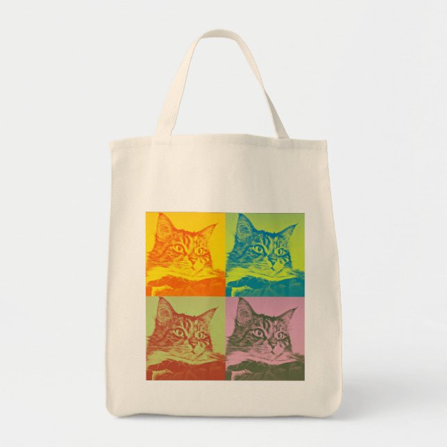 Kitty Pop Art Shopping Tote Bag (Front)