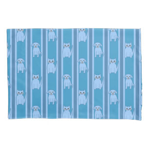 Kitty & Puppy Striped Pillowcase