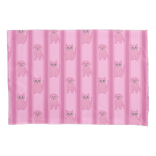 Kitty & Puppy Striped Pillowcase