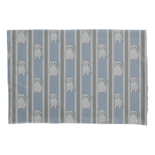 Kitty & Puppy Striped Pillowcase