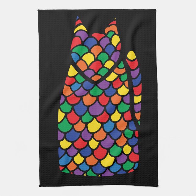 Kitty rainbow tea towel (Vertical)