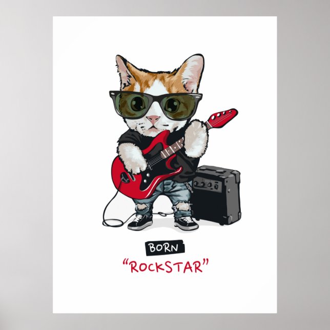 Kitty Rockstar T-Shirt Poster (Front)