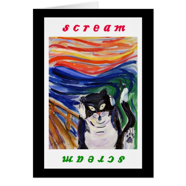Kitty Scream with Scream Text Greeting Card (Front)