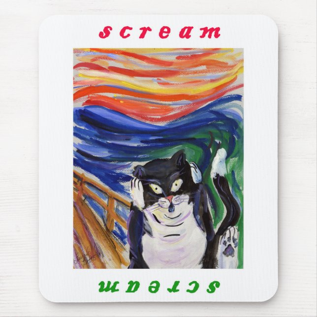 Kitty Scream with Scream Text Mousepad (Front)