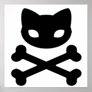 Kitty Skull and Crossbones Poster
