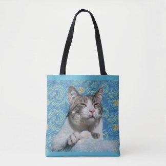 Kitty Starry Night Tote Bag