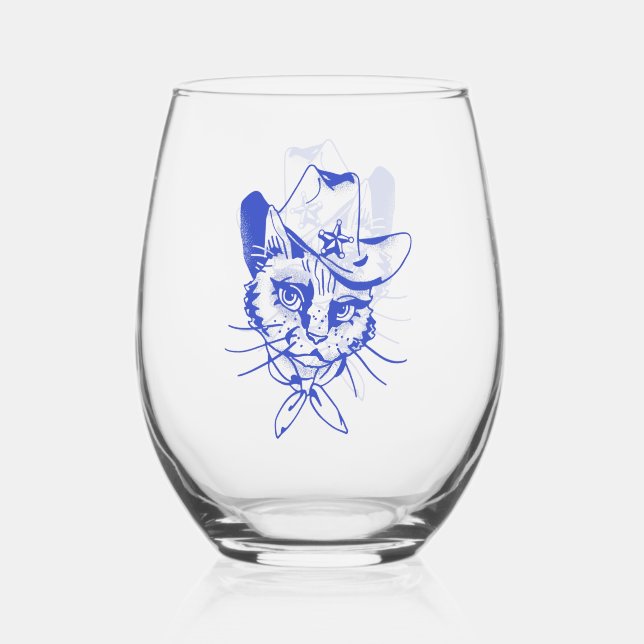 Kitty Stemless Wine Glass (Front)