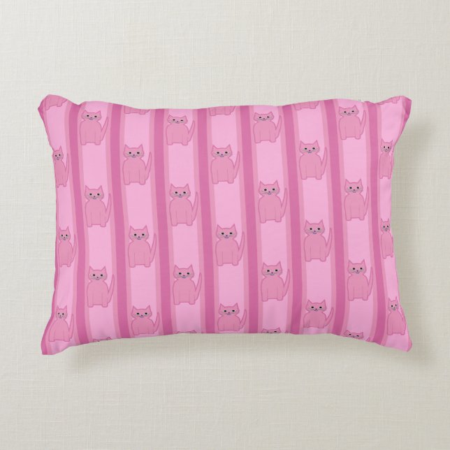 Kitty Striped Decorative Cushion (Front)