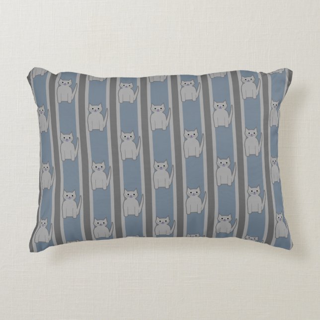 Kitty Striped Decorative Cushion (Front)