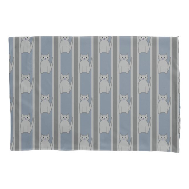 Kitty Striped Pillowcase (Front)