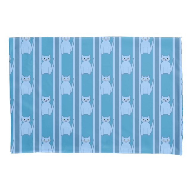 Kitty Striped Pillowcase (Front)