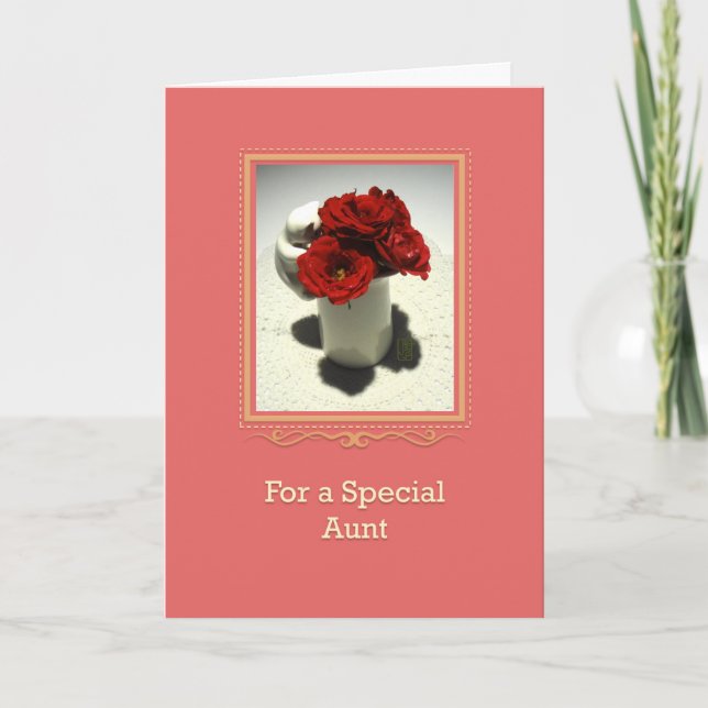 Kitty & Tea Roses Special Aunt Card (Front)