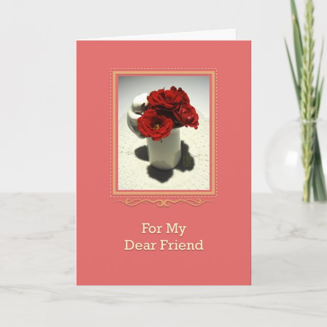 Kitty & Tea Roses Special Friend Card (Front)