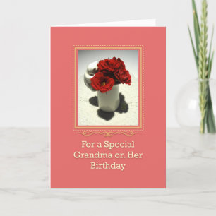 Kitty & Tea Roses Special Grandma Birthday Card