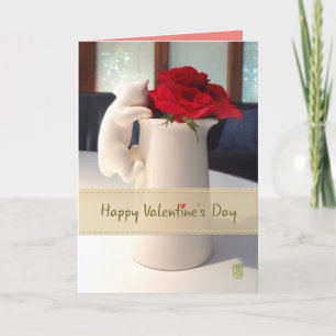 Kitty & Tea Roses To a sweet person Valentine Card
