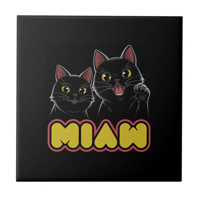 Kitty the brother illustration ceramic tile (Front)