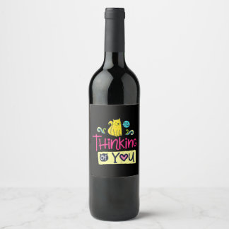 Kitty Thinking Of You | Cute Cat Lover Gift Wine Label