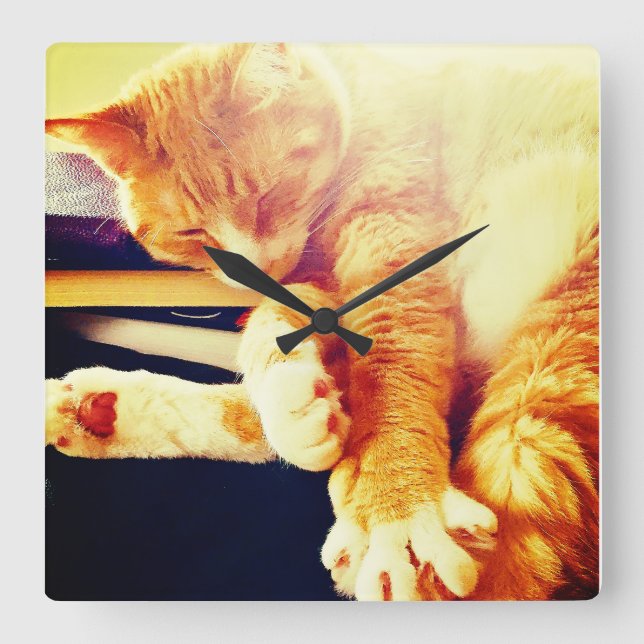 Kitty Time Square Wall Clock (Front)