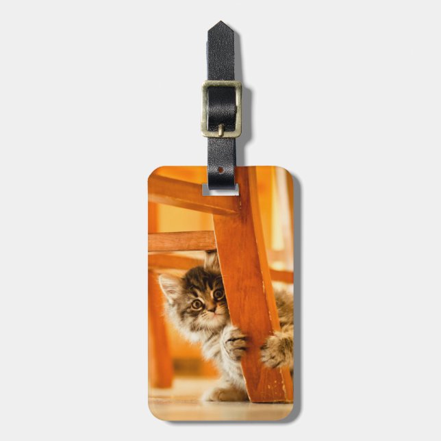 Kitty Under Chair Luggage Tag (Front Vertical)