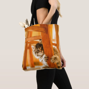 Kitty Under Chair Tote Bag