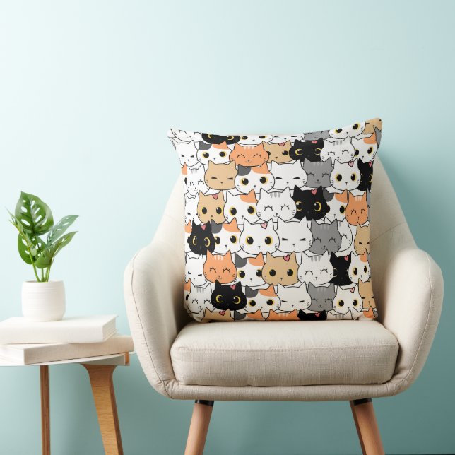 Kitty Wall 20x20 Throw Pillow (Chair)