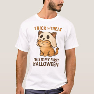 kitty wearing a mask ready for his first Halloween T-Shirt