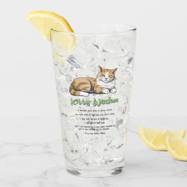 Kitty Wisdom – Funny Cat Rules with a Brown Cat Glass (Front Ice)