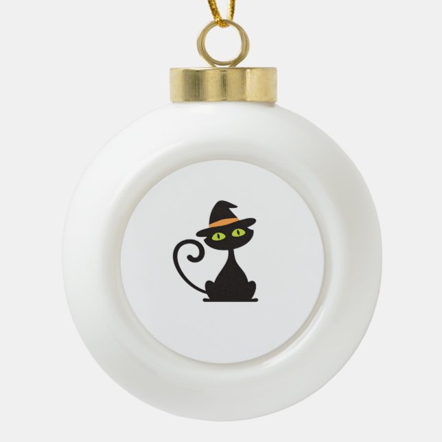 kitty witch Classic T-Shirt Ceramic Ball Christmas Ornament (Front)