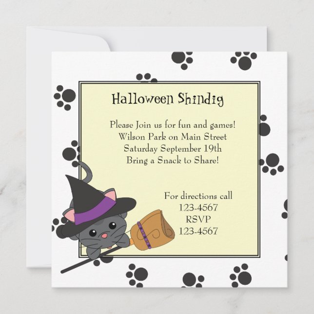 Kitty Witch Cutie Invitation (Front)