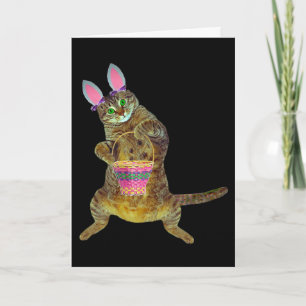 Kitty with Easter basket Holiday Card