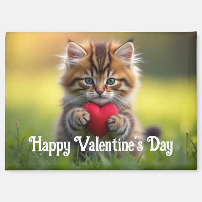 Kitty With Heart Valentine Magnet (Front)