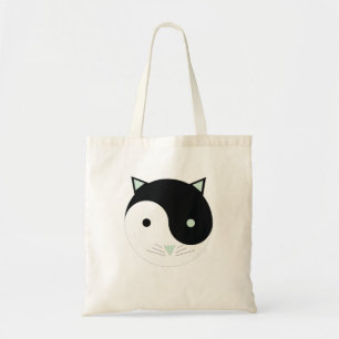 Kitty Yin Yang with Mint Green , Black, and White Tote Bag