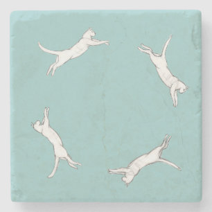 kittyrun light blue single stone coaster