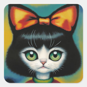 Kitty's New Bow Square Sticker