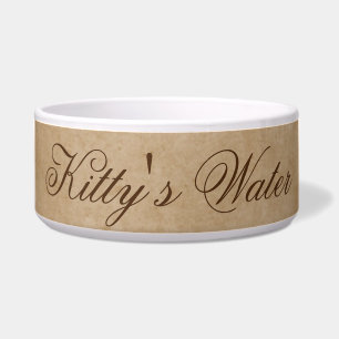 Kitty's Water   Brown Texture Cat Water Bowl