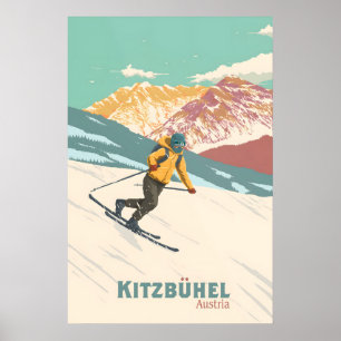 Kitzbuhel Austria Ski Resort Travel Poster