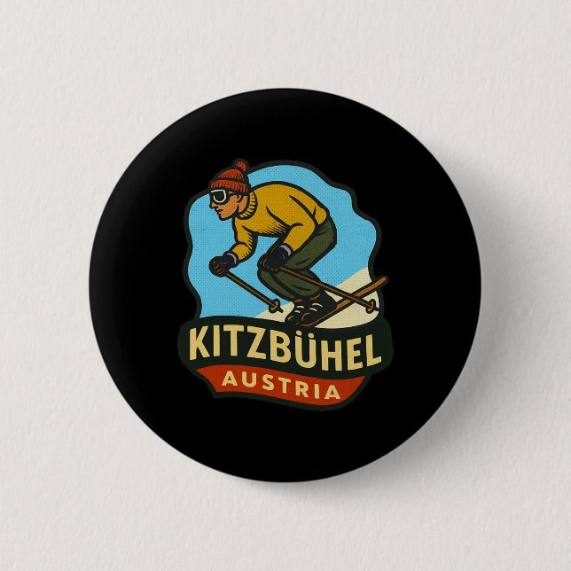 Kitzbühel Austria Skiing  6 Cm Round Badge (Front)