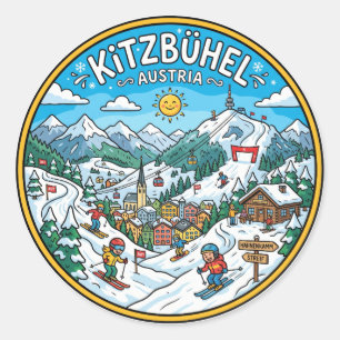 Kitzbühel Ski Area Austria Classic Round Sticker