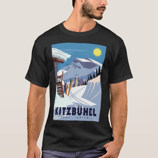 Kitzbuhel Ski Poster T-Shirt (Front)