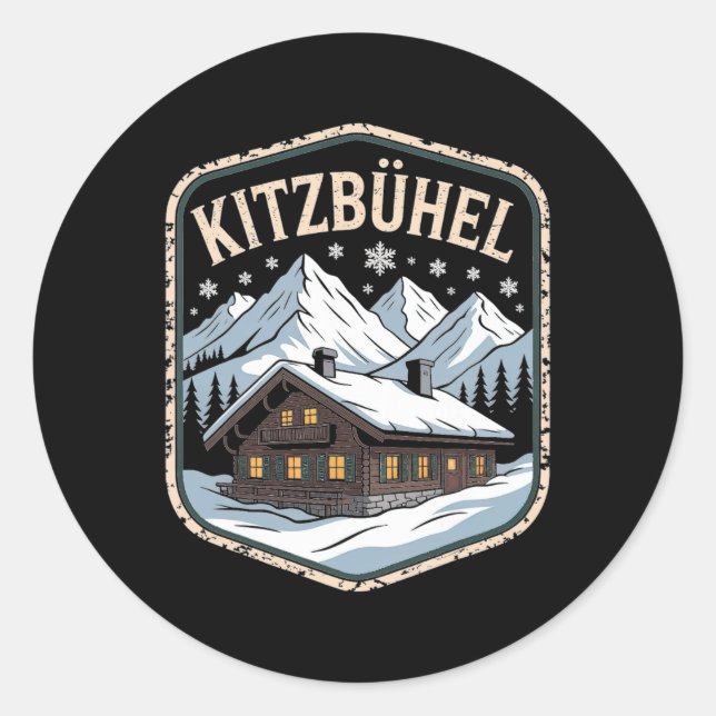 Kitzbühel Winter Ski Adventure Alpine Escape _1  Classic Round Sticker (Front)