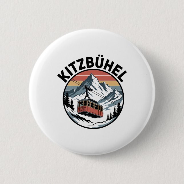 Kitzbühel Winter Ski Adventure Alpine Escape _3  6 Cm Round Badge (Front)