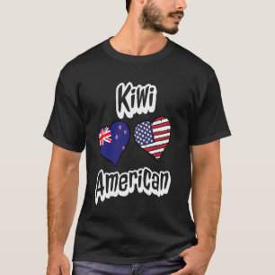 Kiwi American Flag Hearts Combo New Zealand T-Shirt