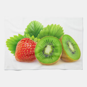 Kiwi and strawberry tea towel