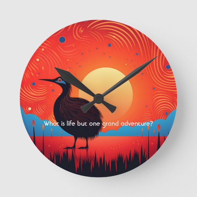 Kiwi at Twilight: New Zealand's Natural Wonder Round Clock (Front)