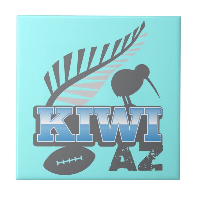 KIWI AZ rugby bird and silver fern Ceramic Tile (Front)