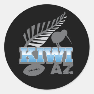 KIWI AZ rugby bird and silver fern New Zealand Classic Round Sticker