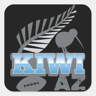 KIWI AZ rugby bird and silver fern New Zealand Square Sticker
