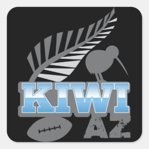 KIWI AZ rugby bird and silver fern New Zealand Square Sticker