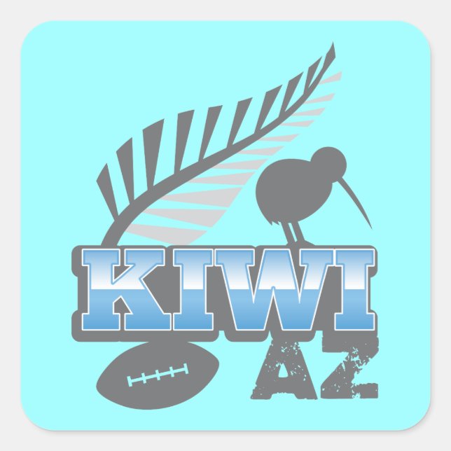 KIWI AZ rugby bird and silver fern Square Sticker (Front)