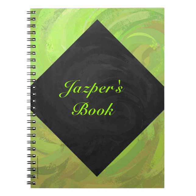 Kiwi Bash Green and Black Monogram Notebook (Front)